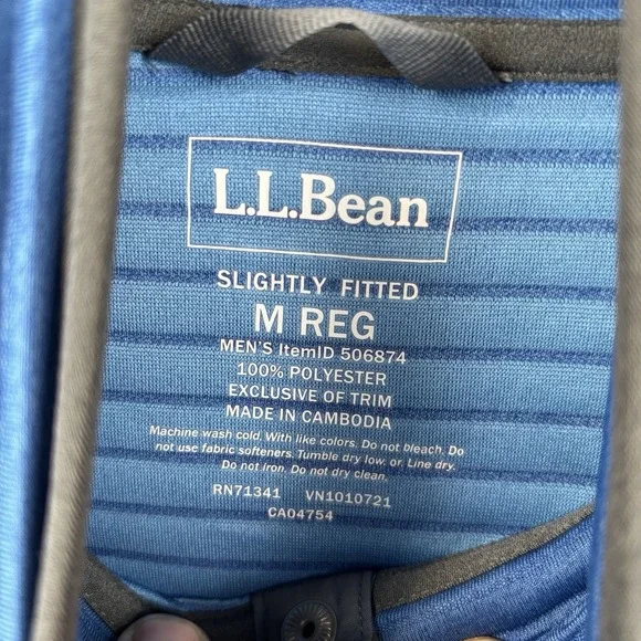 LL Bean Airlight Shirt Mens Medium Blue 1/4 Snap Pullover Sweater *Logo* - Picture 4 of 7